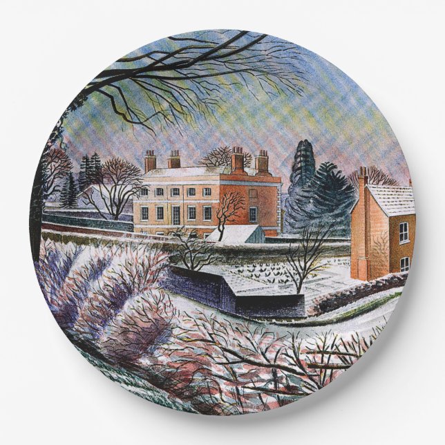 Plato De Papel Ravilious - Vicarage en Invierno,  (Anverso)