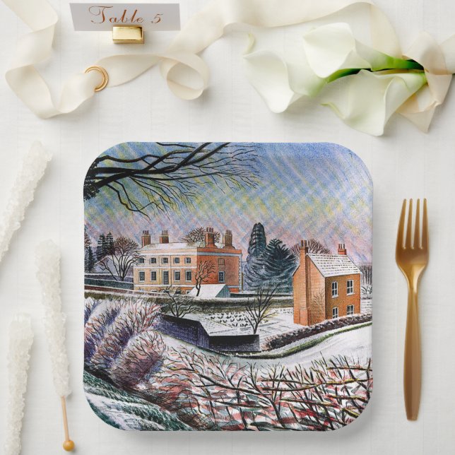 Plato De Papel Ravilious - Vicarage en invierno (Boda)