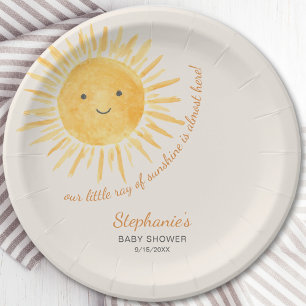 Plato De Papel Ray Of Sunshine Baby Shower