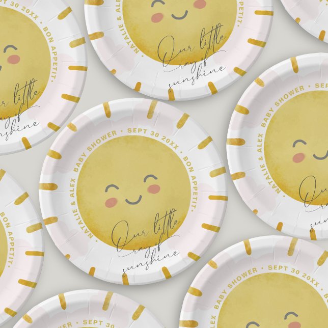 Plato De Papel Ray of Sunshine Clouds Chica Baby Shower (Subido por el creador)