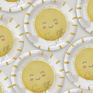 Plato De Papel Ray of Sunshine Clouds Neutral Baby Shower