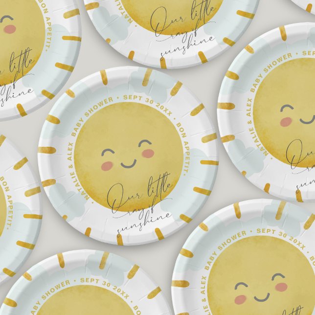 Plato De Papel Ray of Sunshine Clouds Neutral Baby Shower (Subido por el creador)