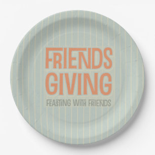 Plato De Papel Raya anaranjada Friendsgiving que festeja con los