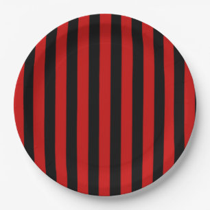 Plato De Papel Raya negra y roja