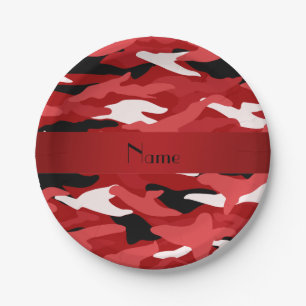 Plato De Papel Raya roja conocida personalizada del rojo del