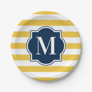 Plato De Papel Rayas amarillas