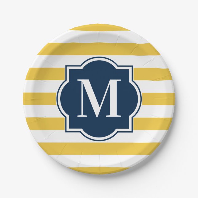 Plato De Papel Rayas amarillas (Anverso)