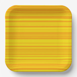 Plato De Papel Rayas Amarillas Naranjas