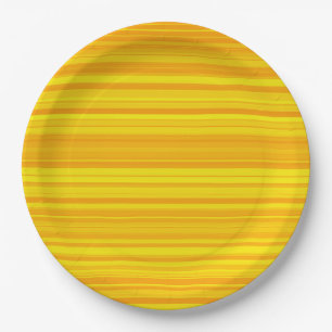 Plato De Papel Rayas amarillas naranjas