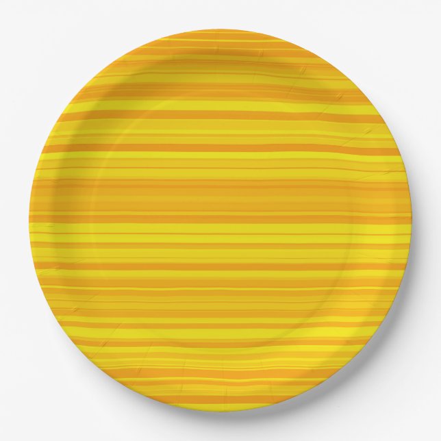 Plato De Papel Rayas amarillas naranjas (Anverso)