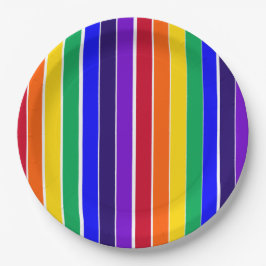 Plato De Papel Rayas arcoiris