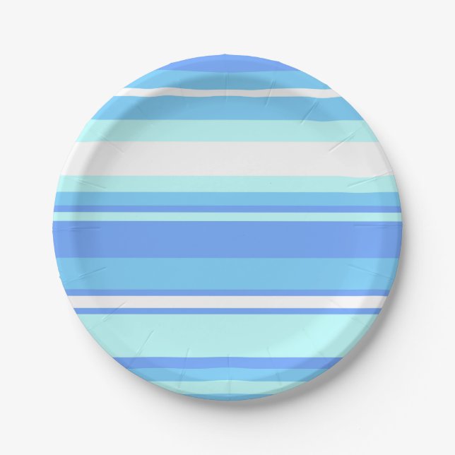 Plato De Papel Rayas azul cielo (Anverso)