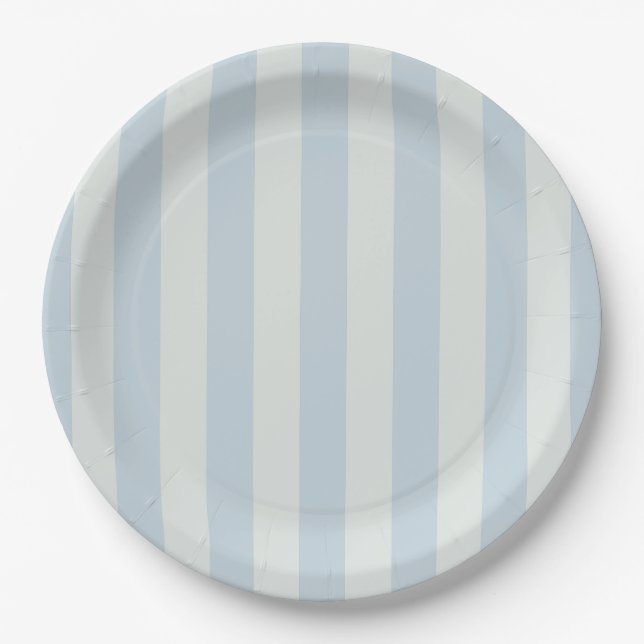 Plato De Papel Rayas Azules Claras (Anverso)