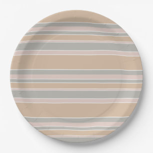 Plato De Papel Rayas beiges