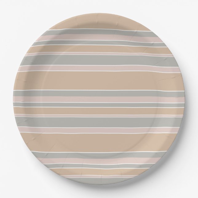 Plato De Papel Rayas beiges (Anverso)
