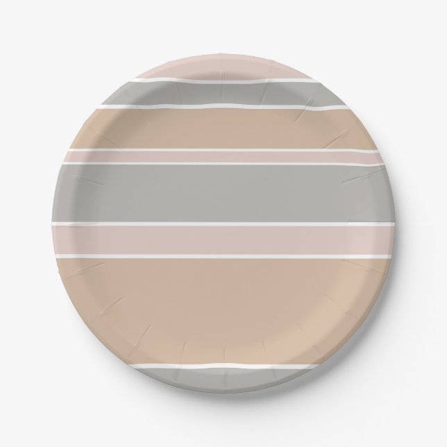 Plato De Papel Rayas beiges (Anverso)
