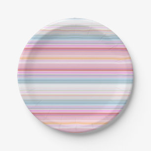 Plato De Papel Rayas blancas rosadas lindas