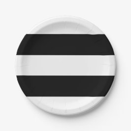 Plato De Papel Rayas blancas y negras modernas