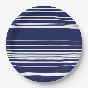 Plato De Papel Rayas complejas - Azul