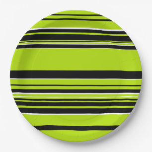 Plato De Papel Rayas complejas - Verde animado