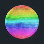Plato De Papel Rayas de arcoiris acuáticas<br><div class="desc">Rayas horizontales luminosas y coloridas de múltiples colores pintadas en acuarela,  gran fondo para el personalizado con su propio texto o imágenes o como un diseño alegre.</div>