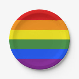 Plato De Papel Rayas de arcoíris del Orgullo LGBTQ