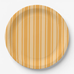 Plato De Papel Rayas de caramelo amarillo