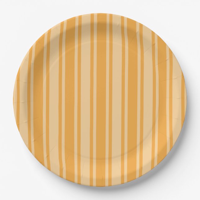 Plato De Papel Rayas de caramelo amarillo (Anverso)