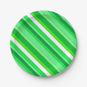 Plato De Papel Rayas de caramelo en capas - verde esmeralda y bla
