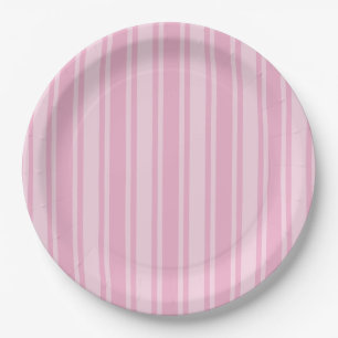 Plato De Papel Rayas de caramelo rosa pálido