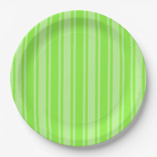 Plato De Papel Rayas de caramelo verde limón