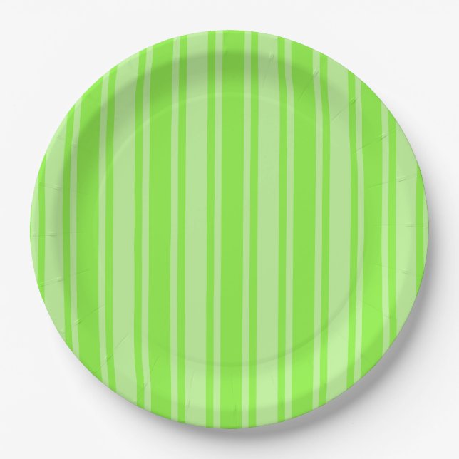Plato De Papel Rayas de caramelo verde limón (Anverso)