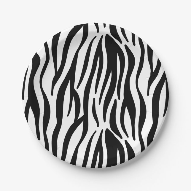 Plato De Papel Rayas de cebra (Anverso)