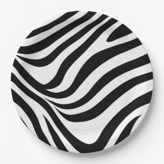 Plato De Papel Rayas de cebra flotantes