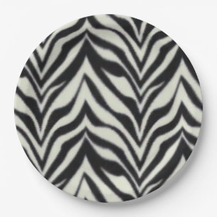 Plato De Papel Rayas de cebra negras blancas Safari salvaje