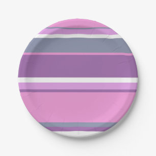 Plato De Papel Rayas de lilac