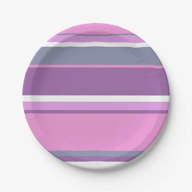 Plato De Papel Rayas de lilac (Anverso)