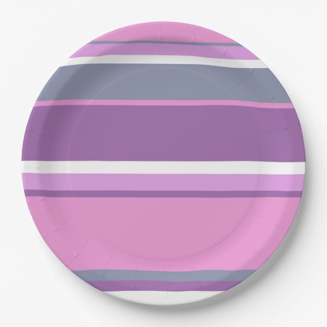 Plato De Papel Rayas de lilac (Anverso)