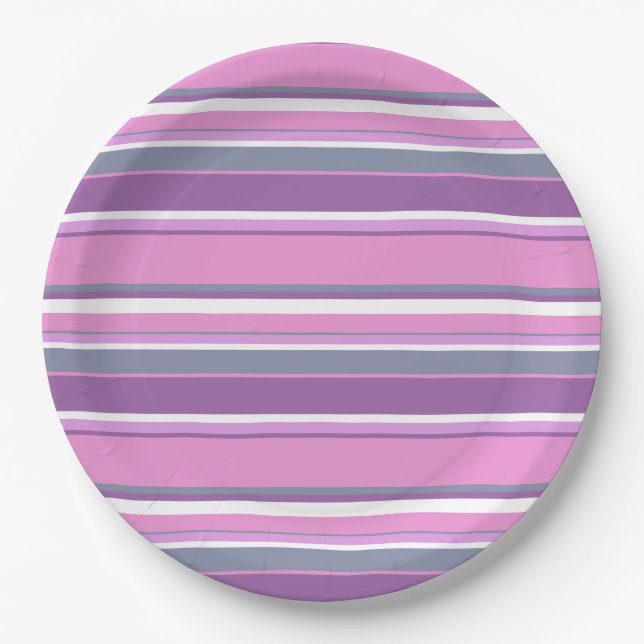 Plato De Papel Rayas de lilac (Anverso)
