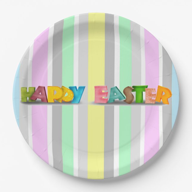 Plato De Papel Rayas de Pascua (Anverso)