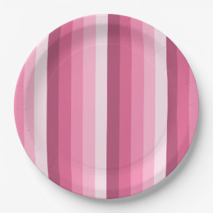 Plato De Papel Rayas de sombra rosadas