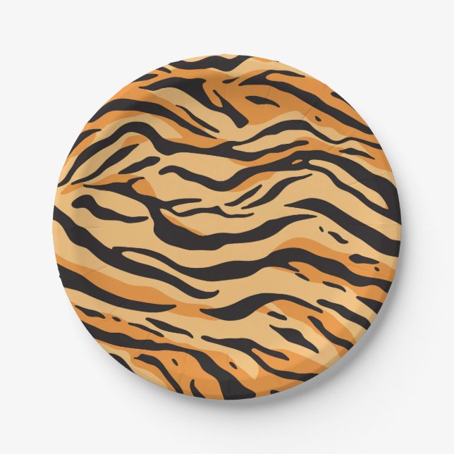 Plato De Papel Rayas de Tigre (Anverso)