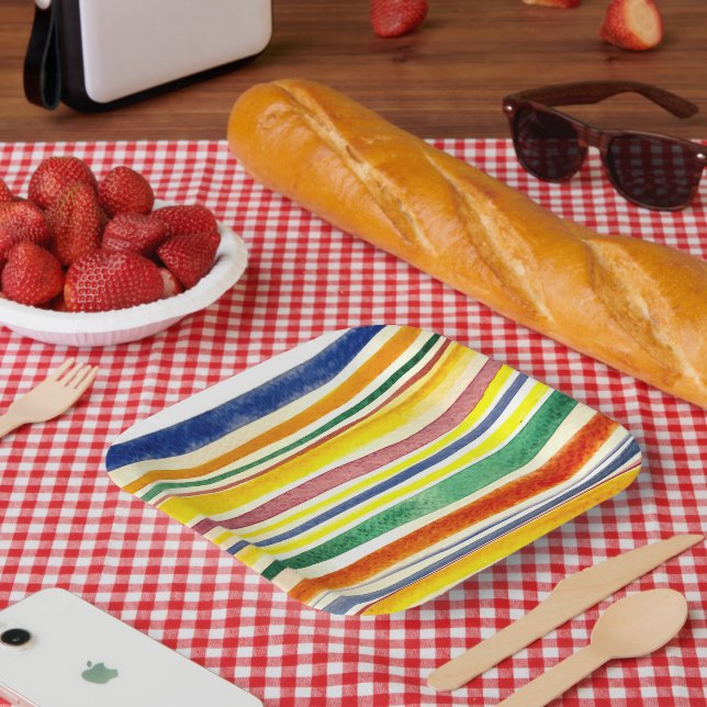 Plato De Papel rayas de verano (Picnic)