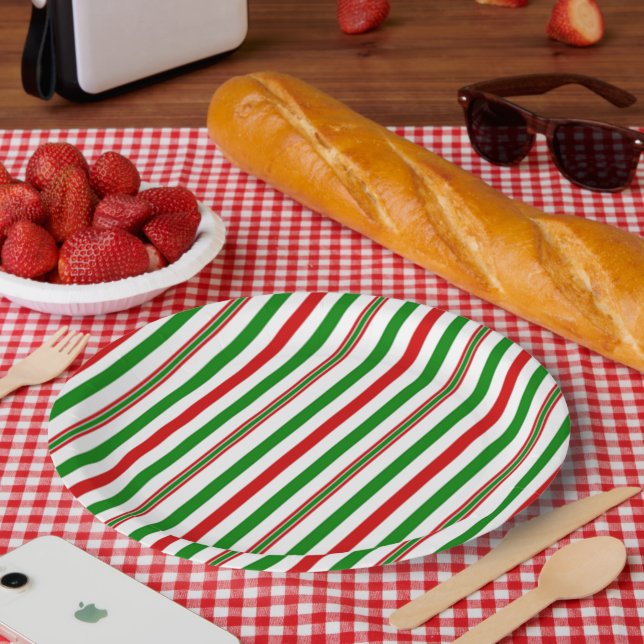 Plato De Papel Rayas decorativas de navidades (Picnic)