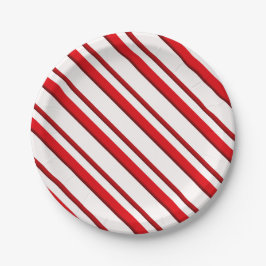 Plato De Papel Rayas del caramelo, rojo de la hierbabuena y