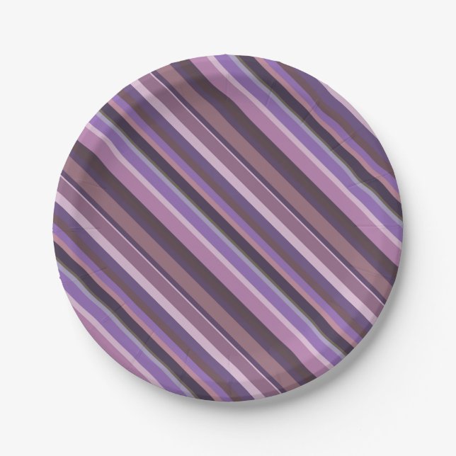 Plato De Papel Rayas diagonales malvas (Anverso)