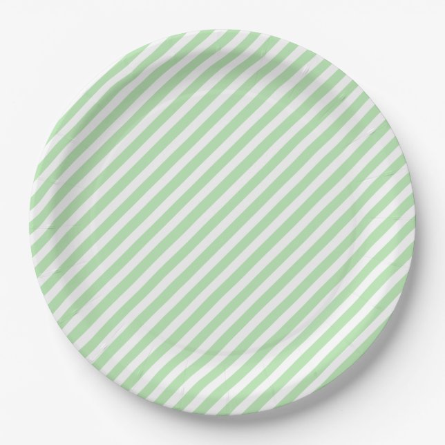 Plato De Papel Rayas diagonales verdes (Anverso)