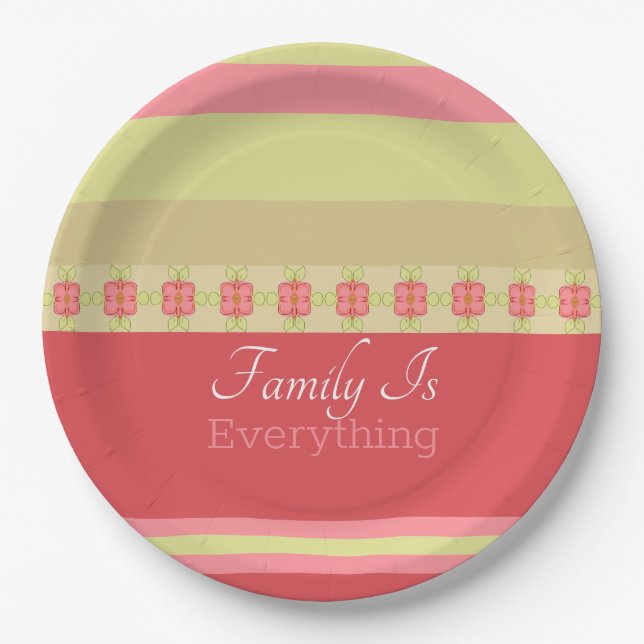 Plato De Papel Rayas En Tonos Pastel (Anverso)