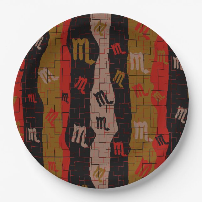Plato De Papel Rayas Escorpio Zodiac (Anverso)