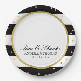 Plato De Papel Rayas esparcantes | Placas de bodas elegantes